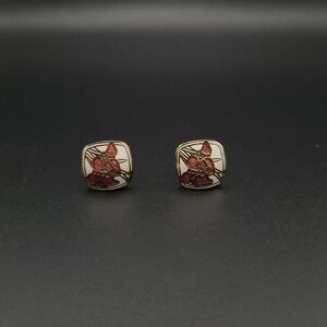 Gold and Pink Floral Stud Earrings
